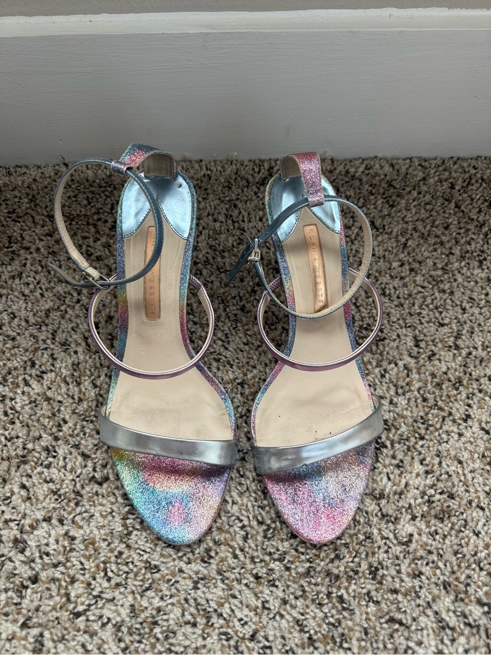 Women's Multicolor Glitter Strappy Heels